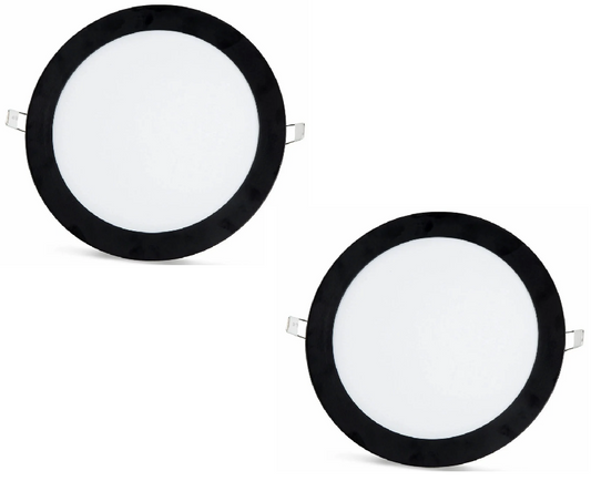 2 pieces - SLIM LED panel black white frame cool /6500K 18W / 1620Lm round recessed round (power included) 6500K YL10-1800-S