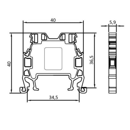 ONKA 2,5mm2 Bornier de connexion pour rail à vis Bornier pour rail DIN 2-fils gris, 1010012