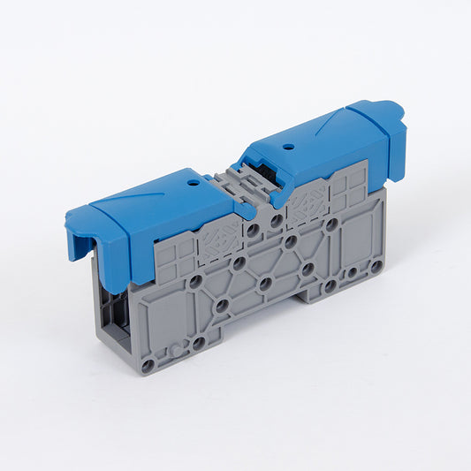 ONKA 50mm2 M8 Bornier de raccordement pour rail à vis Bornier pour rail DIN avec couvercle de protection, bleu, 1030034