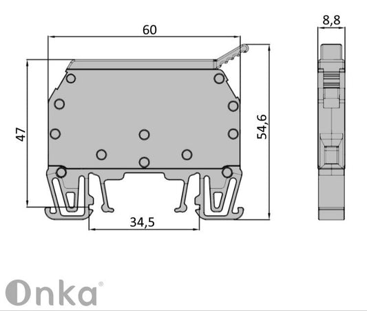 ONKA 6mm2 screw connection fuse holder (fuse not included) gray, 1010241