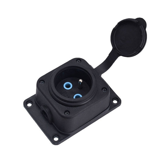 Prise de courant, type français E (Pin), noir "caoutchouc" pour surface 250V, 16A, IP44, 2P+Z, 1KMP-E, Bylion