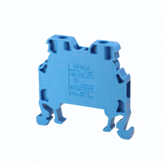 ONKA 1.5mm2 Bornier de connexion pour rail à vis Bornier pour rail DIN 2-fils bleu, 1010005