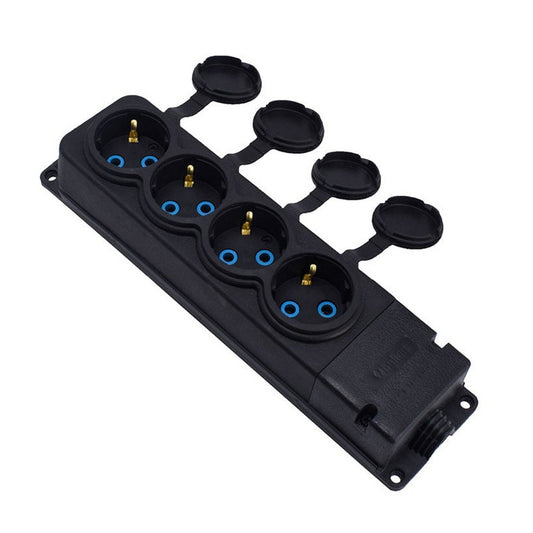 4x prise en caoutchouc "caoutchouc" noir avec couvercle hermétique IP44, 250V, 16A, SCHUKO 2P+Z, 4KMP-F, Bylion