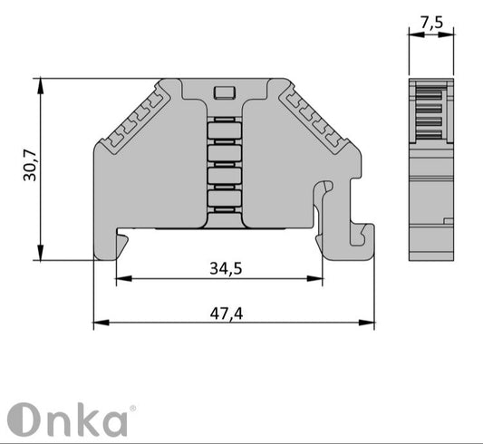 ONKA Bouchon, support d'extrémité, support universel (pour bornier à ressort et à vis) , 1060002