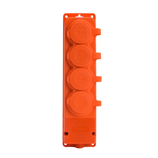 4x prise en caoutchouc "caoutchouc" orange avec couvercle hermétique IP44, 250V, 16A, SCHUKO 2P+Z, 4KMP-F-O, Bylion