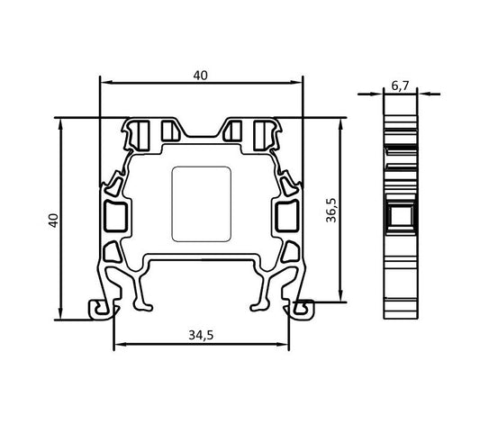 ONKA 4mm2 Bornier de connexion pour rail à vis Bornier pour rail DIN 2-fils bleu, 1010025