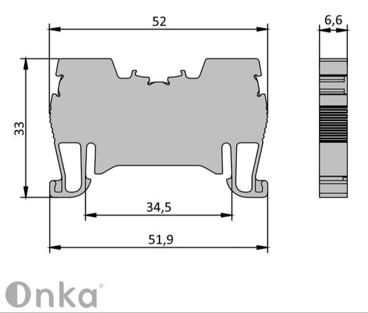 ONKA 4mm2 spring rail connector terminal block DIN rail terminal 2-wire blue, 1020027