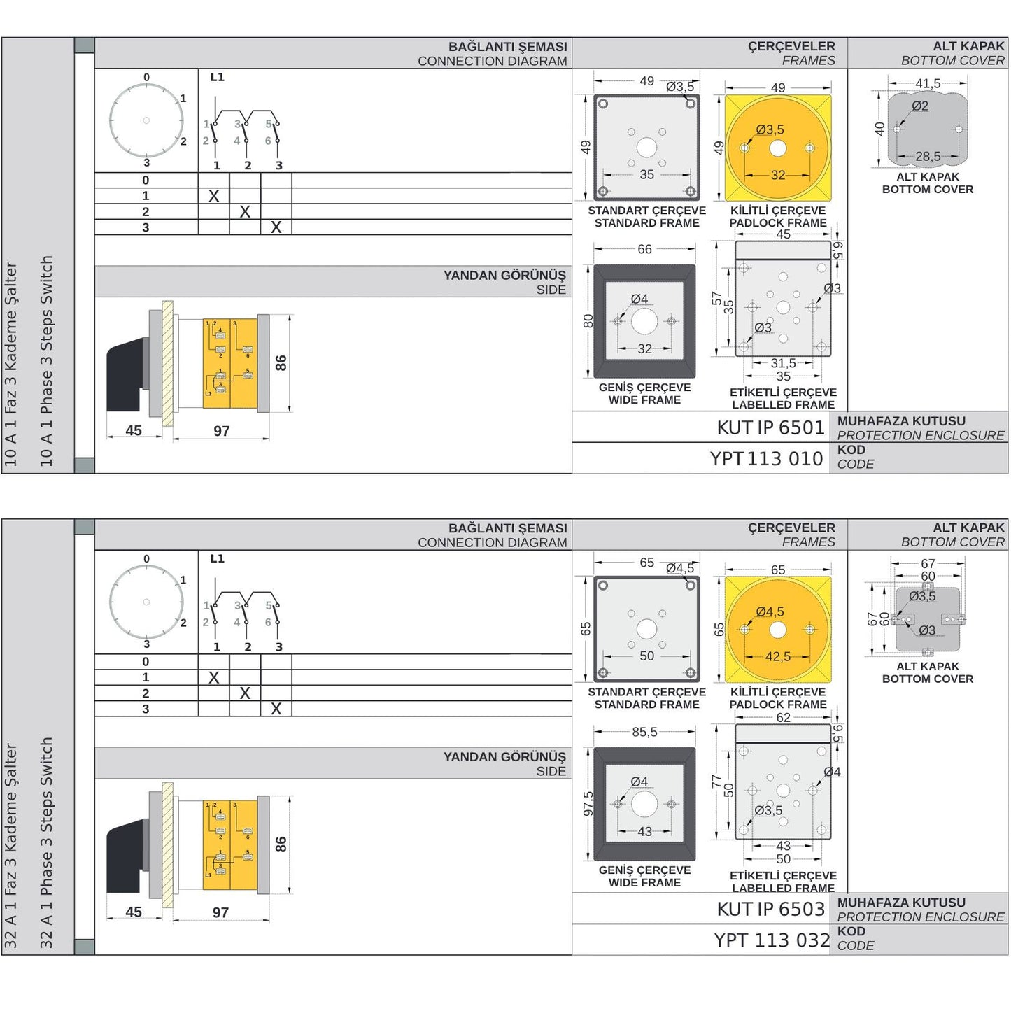 0-1-2-3 Degree Step Switch Rotary Switch