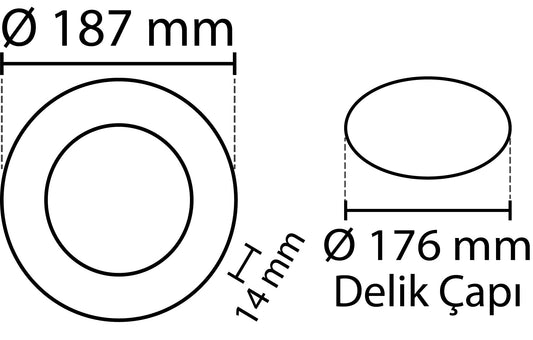 2 pcs SLIM cold white LED panel /6500K 15W / 1350Lm round recessed round (power included) 6500K YL10-1500