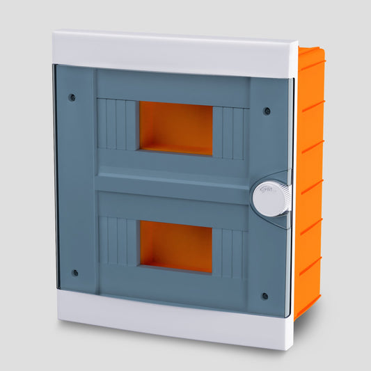ARS Modular Panel 16 MOD (16 fuses), recessed plastic cabinet, transparent door IP40, 341206