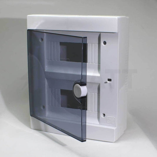 ARS Tableau modulaire 16 MOD (16 fusibles), armoire de distribution en saillie, plastique, porte transparente IP40, 341205