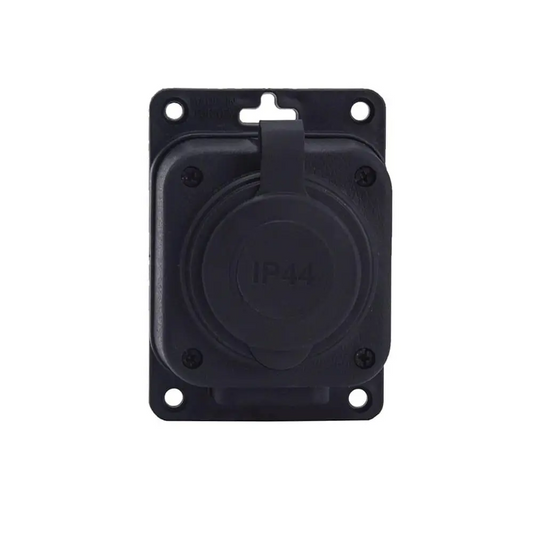 Prise en saillie noire "caoutchouc" 250V, 16A, IP44, SCHUKO 2P+Z, 1KMP-F, Bylion