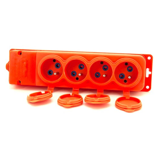 4x prise en caoutchouc "caoutchouc" orange avec couvercle hermétique IP44 250V, 16A, 2P+Z, type français E,4KMP-E-O, Bylion