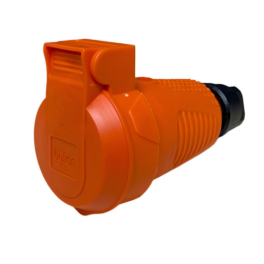 Prise hermétique orange en caoutchouc IP54 avec rabat 2P+Z 16A 250V SCHUKO RDP-O-F Bylion