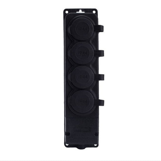 4x prise en caoutchouc "caoutchouc" noir avec couvercle hermétique IP44, 250V, 16A, 2P+Z, type français E,4KMP-E, Bylion