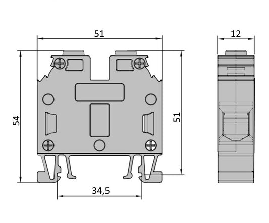 ONKA 16mm2 Bornier de connexion pour rail à vis Bornier pour rail DIN 2-fils bleu, 1010055