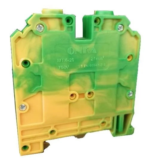 ONKA 16mm2 PE Connecteur pour rail à vis Bornier pour rail DIN 2-fils gris, 1010223