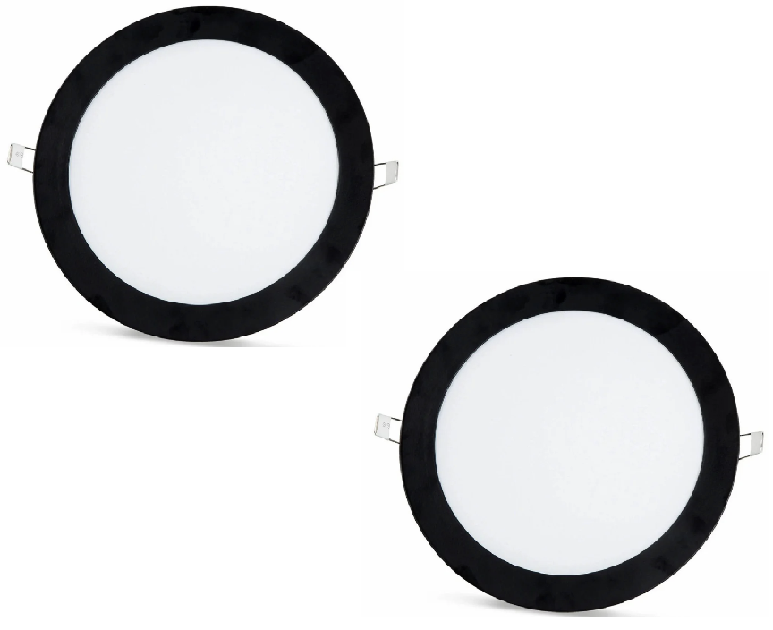2 pces - SLIM panneau LED noir cadre blanc froid /6500K 18W / 1620Lm rond encastré rond (alimentation incluse) 6500K YL10-1800-S