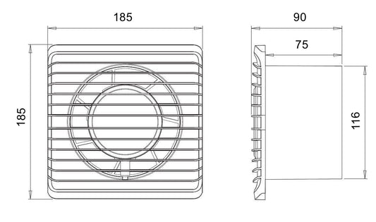 ARS - white wall-mounted axial fan for bathroom / WC with silent grille 120mm, 180 m3/h, 340042