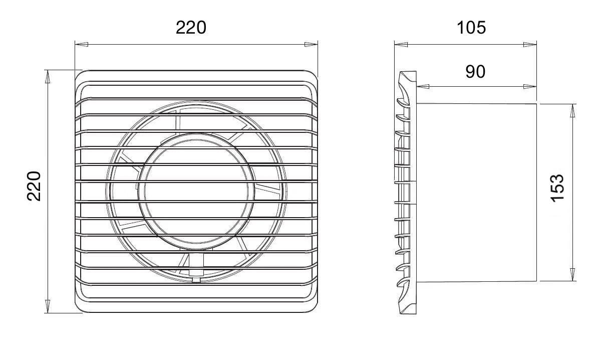 Alize ARS - ventilateur axial mural blanc pour salle de bains / WC avec grille silencieuse 150mm, 280 m3/h, 348564