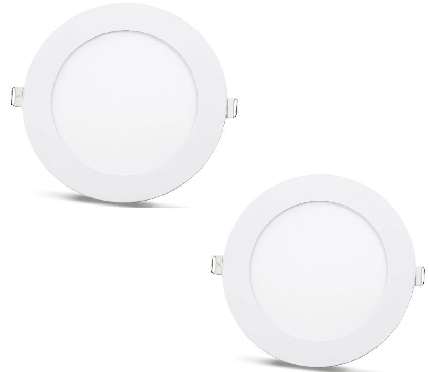 2 pces - SLIM Panneau LED blanc 12W / 180Lm rond à encastrer (alimentation incluse) 4000K YL10-1207