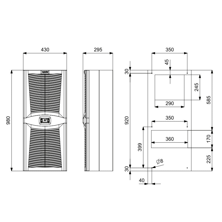 Climatisation pour tableaux électriques / Refroidisseur 2500W, PAD2550.01, Plastim