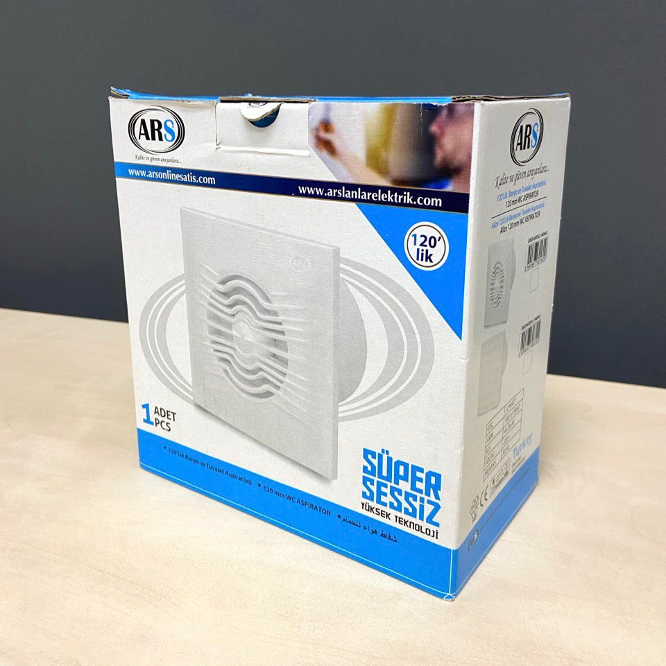 ARS - ventilateur axial mural blanc pour salle de bains / WC avec grille silencieuse 120mm, 180 m3/h, 340042