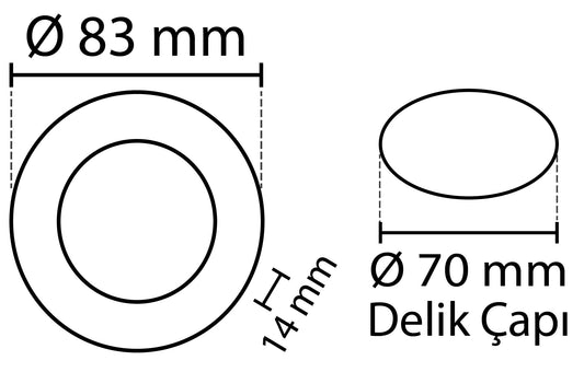 2 pieces - round LED panel 3W / 270Lm circular recessed (power supply included) 4000K YL10-0307