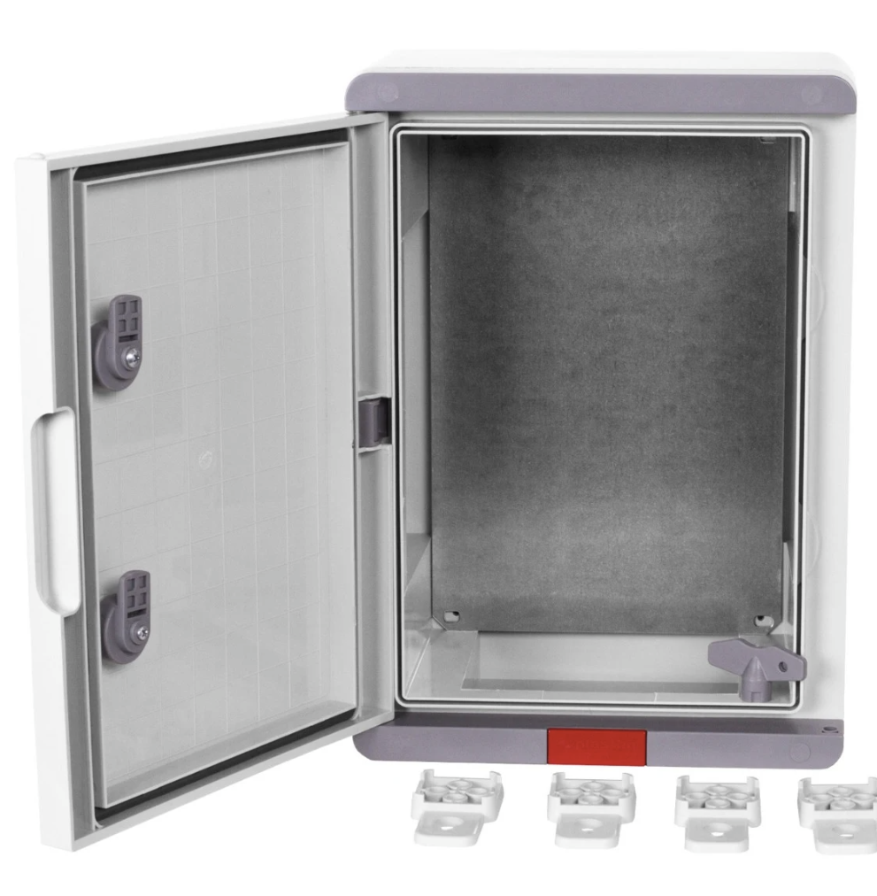 Boîte en plastique IP 67, avec porte grise, 350x250x150 mm